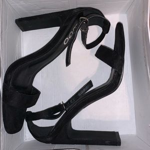 EGO black, block heel, suede material